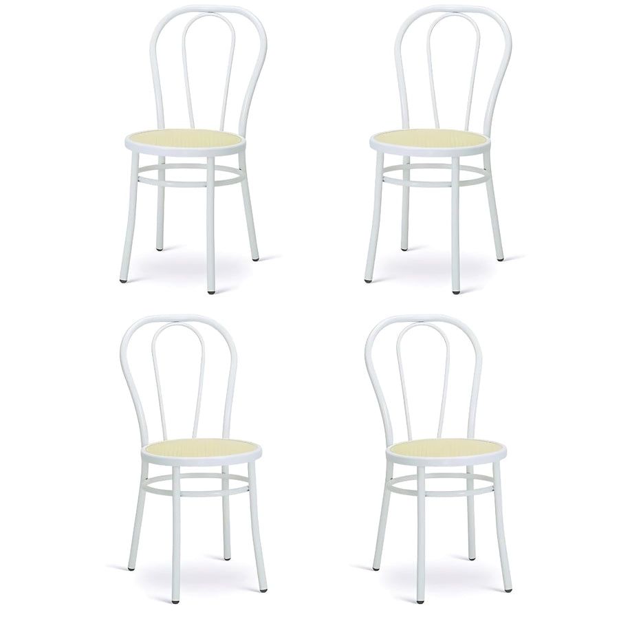 Tomaino - Chaise de cuisine en fer avec siège de paille - Ensemble de chaises de restauration Vienne pour restaurant, bar, Osteria, Trattoria Model Thonet, Bistro (4, blanc)