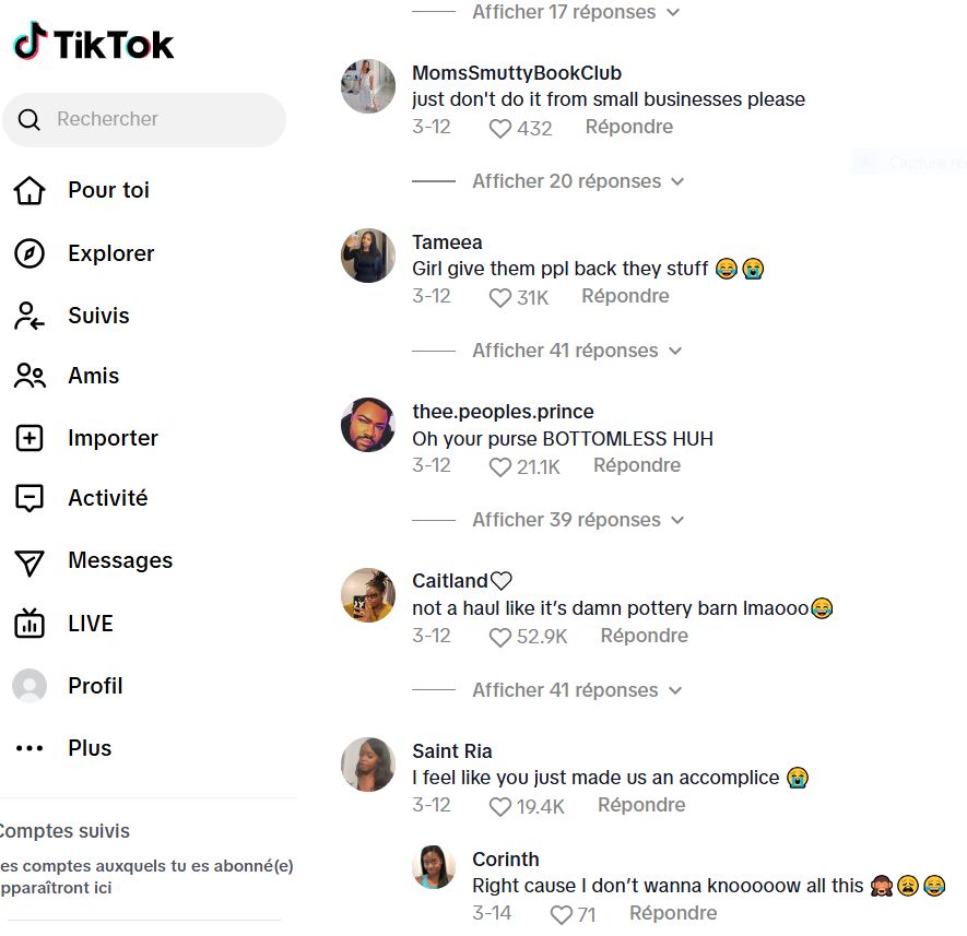Quelques commentaires sous la vidéo du Quelques commentaires sous la vidéo du