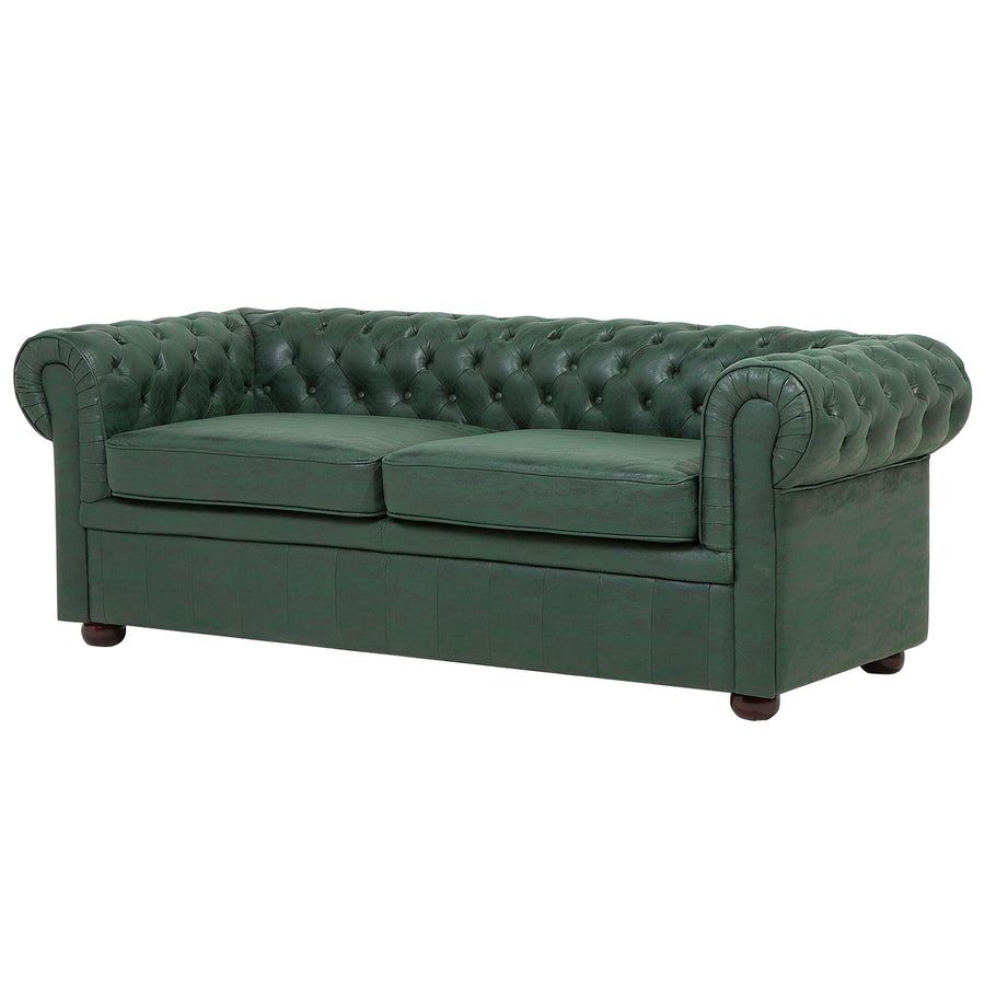 3 canapé-mange en cuir vert carabe rembourré grand dossier Chesterfield Points
