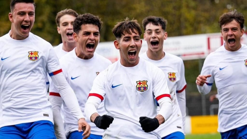 L'euphorie de Dani Rodríguez lors de la notation d'un but avec la jeunesse du Barça