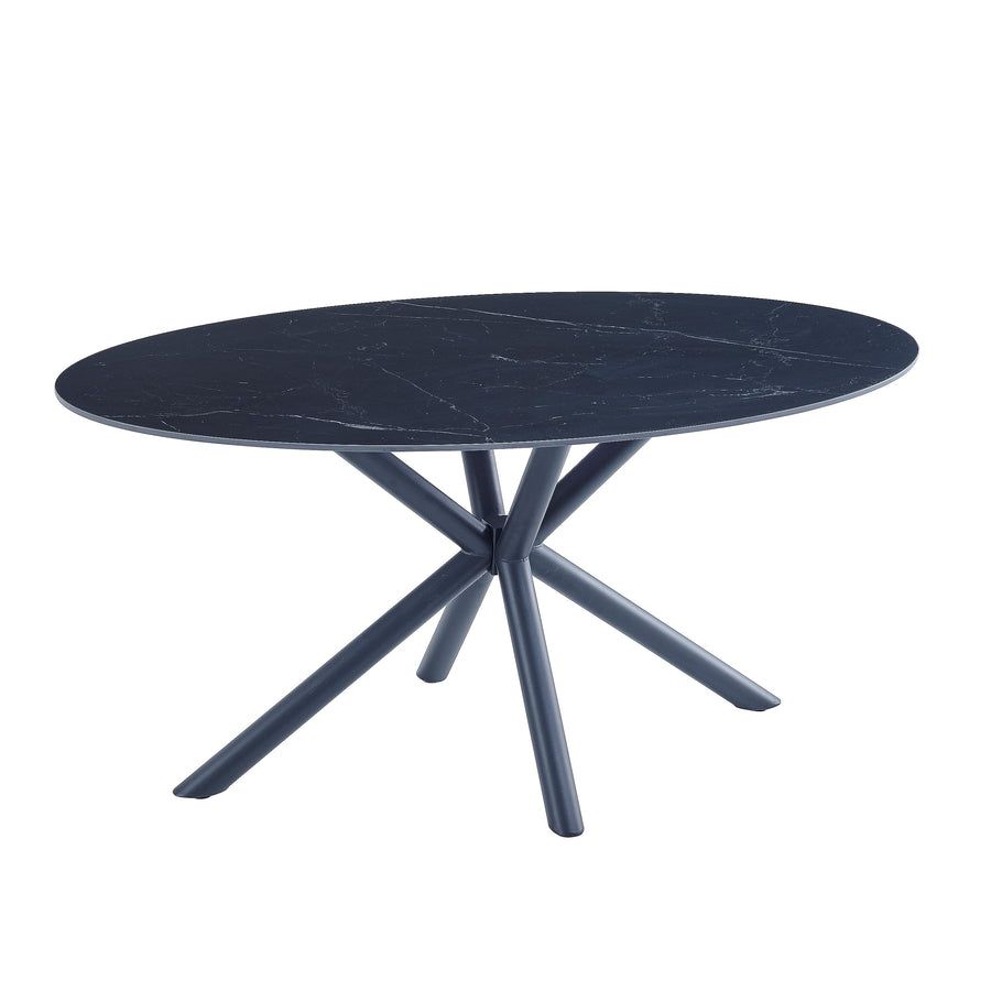 Casa Vital Melisana Ovale Table à manger en pierre frit avec tapis métallique Met 160 x 90 x 76 cm Charge maximale 50 kg