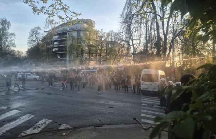 Soff dans une démonstration pro-palestinienne devant l’ambassade israélienne à Bruxelles -.